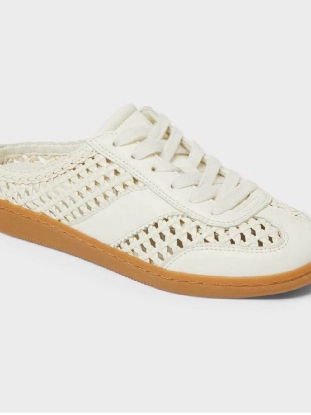 Universal Thread Cream Woven Lace-Up Mule Sneaker with Gum Sole